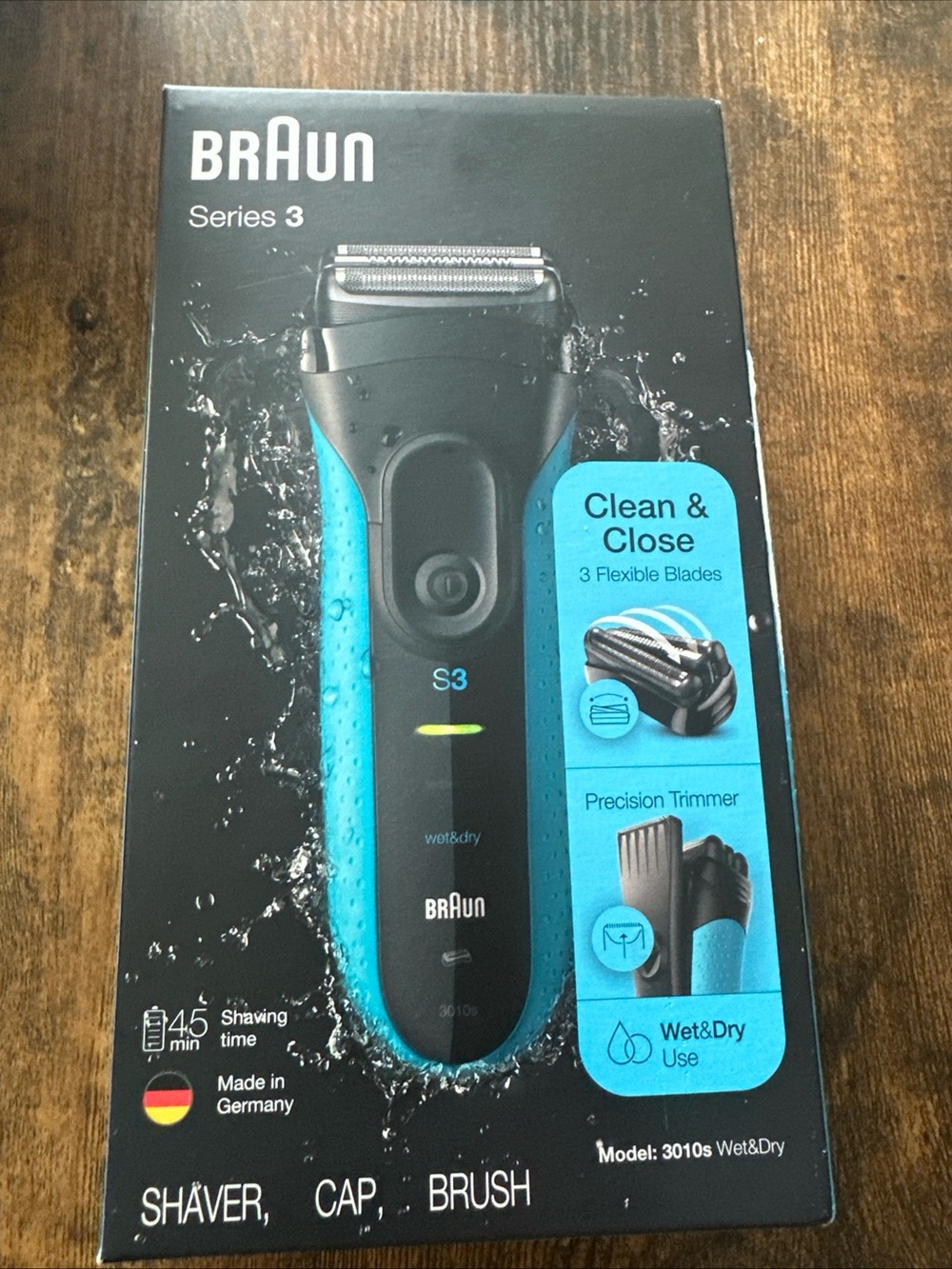 Braun Series 3 S3 Wet & Dry Electric Shaver — Black and Blue